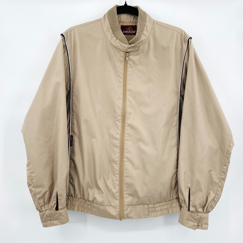JORDACHE Men's Beige Cream Full Zip Lightweight Windbreaker Jacket